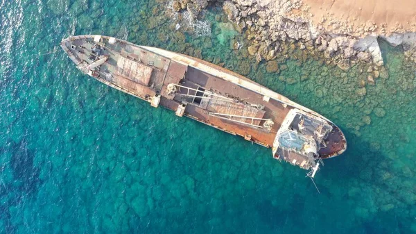Вид Воздуха Корабль Edro Iii Пафосе — стоковое фото