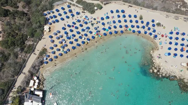 Piękny Widok Lotu Ptaka Plażę Konnos Ayia Napa Cypr — Zdjęcie stockowe