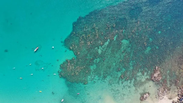 Belas Vistas Aéreas Dos Recifes Coral Kata Beach Phuket Tailândia — Fotografia de Stock
