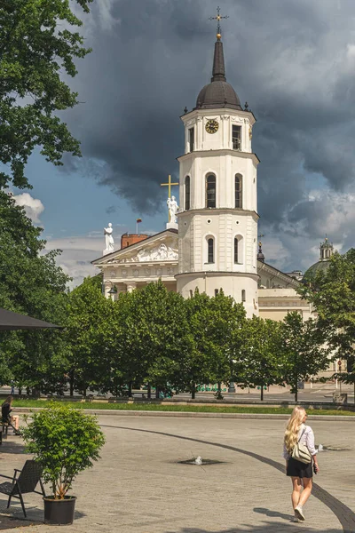 Vilnius Lituânia Junho 2023 Gediminas Bell Tower Cathedral Square Vilnius — Fotografia de Stock