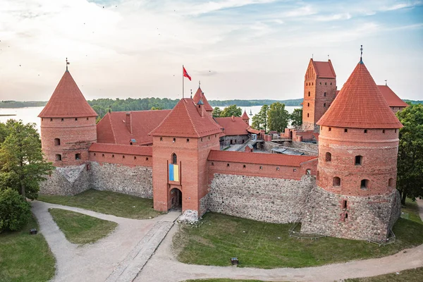 Voo Balão Quente Sobre Trakai Castelo Medieval Trakai Vilnius Lituânia — Fotografia de Stock