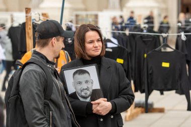Vilnius, Litvanya - 18 Mayıs 2025: Sviatlana Tsikhanouskaya, Belaruslu siyasi eylemci ve demokratik Belarus lideri