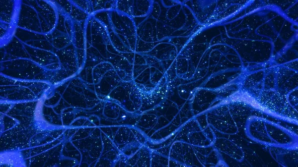 Astratto Blu Rete Neurale Nucleo Delle Cellule Nervose Sfondo Scenario — Foto Stock