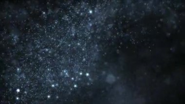 Dönen parlak gümüş parçacıklarının soyut çevresel VJ döngü arka planı. Rahatlatıcı konsept 3 boyutlu animasyon duvar kağıdı arka planı. Sihirli psikedelik ışıldayan toz bulutu gösterisi ve uzay arka plakasını kopyala