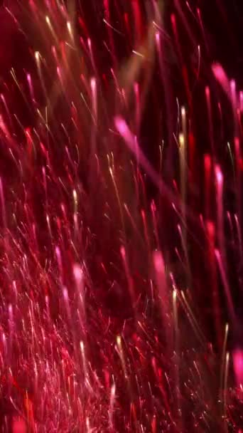Röd Lila Svärm Stigande Glödande Partikel Ljusstrimmor Festlig Glänsande Lyx — Stockvideo