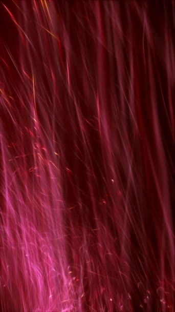 Enjambre Púrpura Rojo Rayas Luz Partículas Brillantes Ascendentes Escaparate Productos — Vídeo de stock