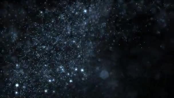 Soyut Gümüş Sıvı Yüzdürme Yıldız Parçacıkları Yığını Zarif Kozmik Işıklar — Stok video