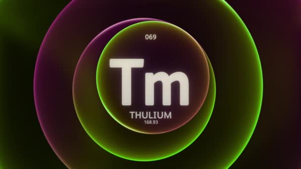 Thulium Jako Prvek Periodické Tabulky Koncept Animace Abstraktní Zelené Fialové — Stock video