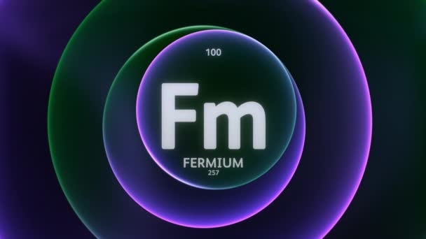Fermio Como Elemento 100 Tabla Periódica Concepto Animación Abstracto Verde — Vídeos de Stock