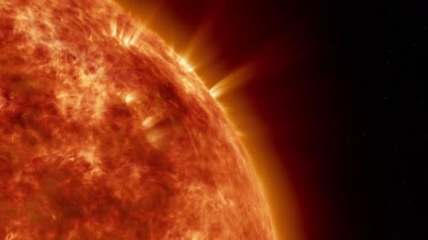 Солнце Земли Космосе Художественная Концепция Анимации Близкое Наблюдение Выстрела Солнечной — стоковое видео