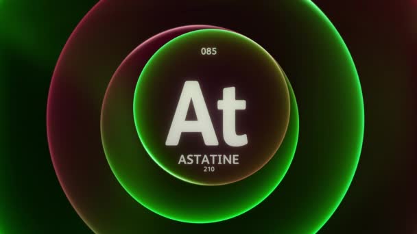 Astatin Jako Prvek Periodické Tabulky Koncept Animace Abstraktním Zeleném Červeném — Stock video