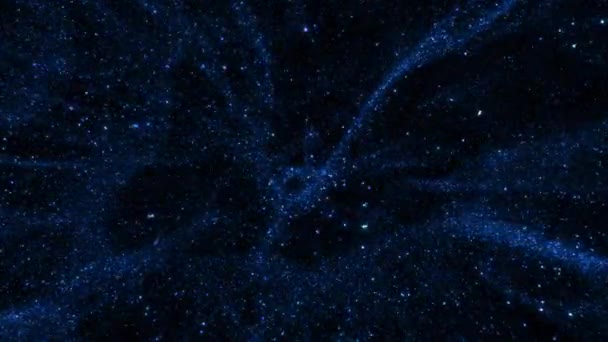Blauwe Abstracte Futuristische Sprankelende Kosmische Ster Stof Deeltjes Lus Achtergrond — Stockvideo