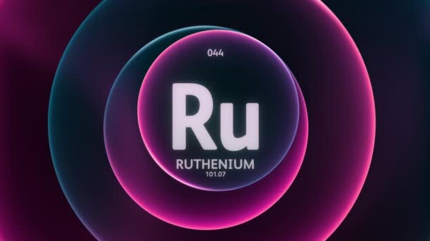 Rutênio Como Elemento Tabela Periódica Animação Conceito Anéis Gradiente Azul — Vídeo de Stock