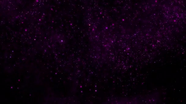 旋转发光体紫色颗粒的周围环境Vj环背景 放松概念3D动画壁纸背景 神奇的迷幻闪烁的闪光灰尘展示柜和复制空间背板 — 图库视频影像