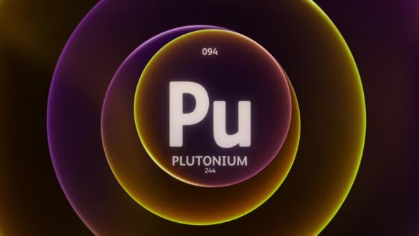 Pluton Jako Element Tablicy Okresowej Koncepcja Animacji Abstrakcyjnym Pomarańczowym Fioletowym — Wideo stockowe