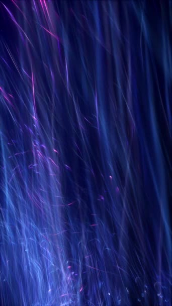 Modrý Purpurový Roj Stoupajících Zářících Světelných Paprsků Surrealistický Kyberprostor Energetický — Stock video