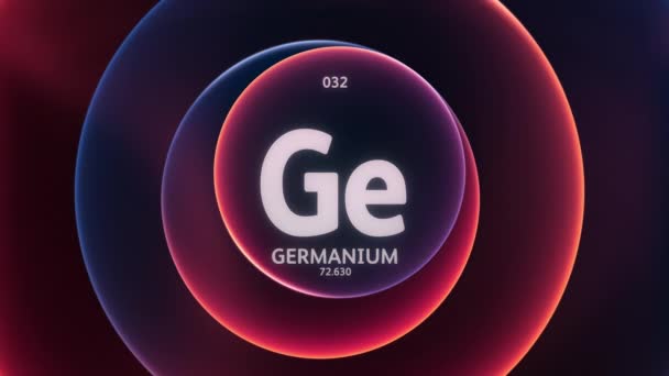 Germanium作为元素32的周期表 抽象红蓝色渐变环上的概念动画无缝回圈背景 科学内容和信息展示背景的标题设计 — 图库视频影像