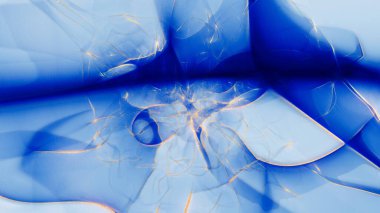 Zarif soyut, mavi ve beyaz gradyan şekilli sosyal medya web sayfası afişi. Fotokopi alanı ve ürün sergisi şablonu olan 3B illüstrasyon konsepti arkaplanı.