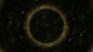 Gelecekçi Altın ve Siyah Yapay Zeka Kontrol Paneli Tasarım Arkaplanı. Soyut geometrik karanlık HUD arka plâkaları veya dijital festival etkinliği ve vj arkaplanı için 3D illüstrasyon.