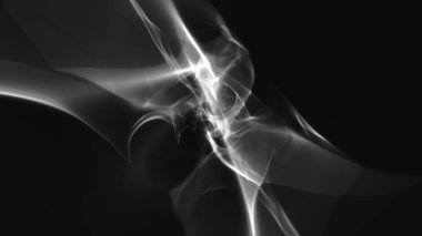 Siyah zemin üzerinde plazma enerji alanı gibi soyut beyaz hologram. Merkezcil grafiksel grafiksel geometri arka plakası kopya uzay hud tasarım elementinin üretken sanat animasyonunu kavra.