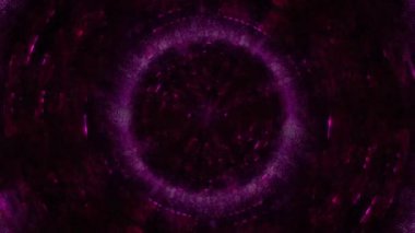 Gelecekçi Mor ve Siyah Yapay Zeka Kontrol Paneli Tasarım Döngüsü. Soyut geometrik karanlık HUD arka plâkaları veya dijital festival etkinliği ve vj arkaplanı için 3D animasyon kavramı.