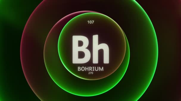 Bohrium Στοιχείο 107 Του Περιοδικού Πίνακα Έννοια Animation Αφηρημένη Πράσινη — Αρχείο Βίντεο