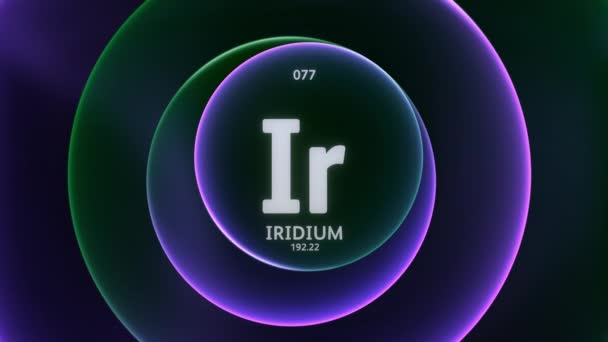 Iridium Jako Prvek Periodické Tabulky Koncept Animace Abstraktní Zelené Fialové — Stock video