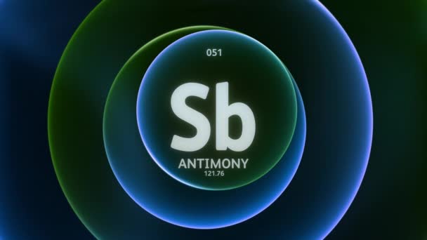 Antimon Jako Prvek Periodické Tabulky Koncepce Animace Abstraktním Zeleném Modrém — Stock video