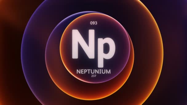 Neptunium Στοιχείο Του Περιοδικού Πίνακα Concept Animation Αφηρημένο Μπλε Πορτοκαλί — Αρχείο Βίντεο