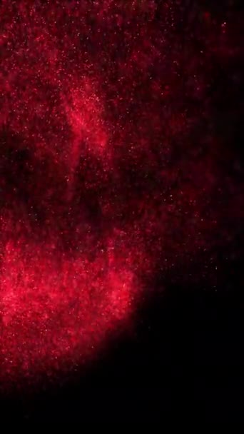 渦巻く明るい赤い粒子の抽象的な周囲Vjループ背景 垂直コンセプト3Dアニメーション壁紙バックドロップ 魔法のサイケデリックな輝くスパークルダストショーケースとコピースペースバックプレート — ストック動画