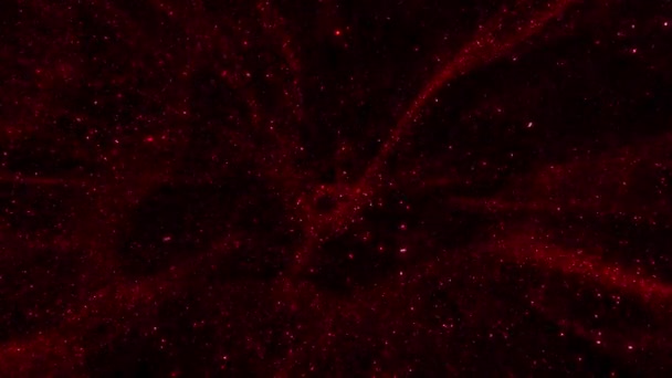 Kırmızı Soyut Fütüristik Işıltılı Yıldız Tozu Parçacık Döngüsü Arka Planı — Stok video