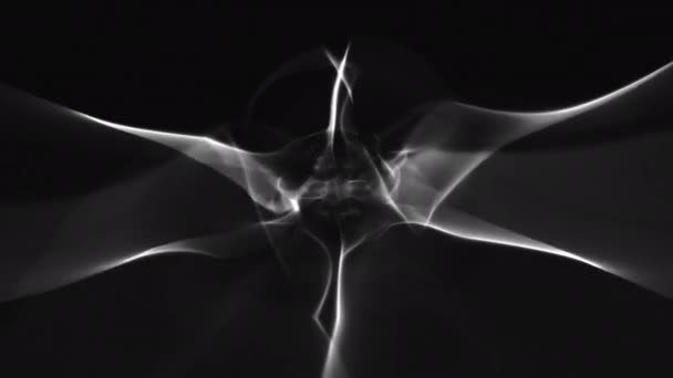 黒い背景に白いプラズマエネルギー力フィールドループを回転する抽象化 セントリックグラデーショングラフィックジオメトリバックプレートコピースペースハドデザイン要素のコンセプト生成アート3Dアニメーション — ストック動画