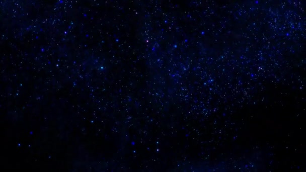 Essaim Abstrait Particules Étoiles Flottabilité Liquide Bleues Élégantes Lumières Cosmiques — Video