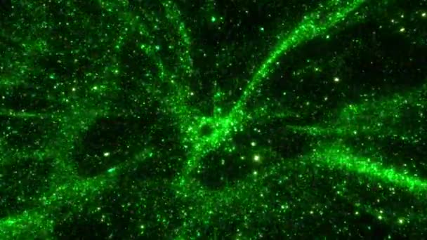 Verde Astratto Futuristico Scintillante Stella Cosmica Polvere Particella Loop Sfondo — Video Stock