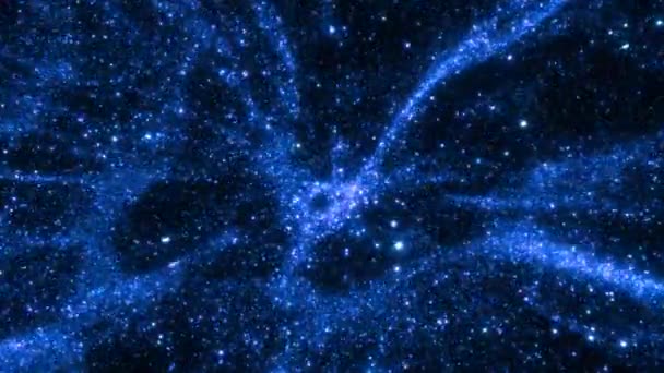 Blauwe Abstracte Futuristische Sprankelende Kosmische Ster Stof Deeltjes Lus Achtergrond — Stockvideo