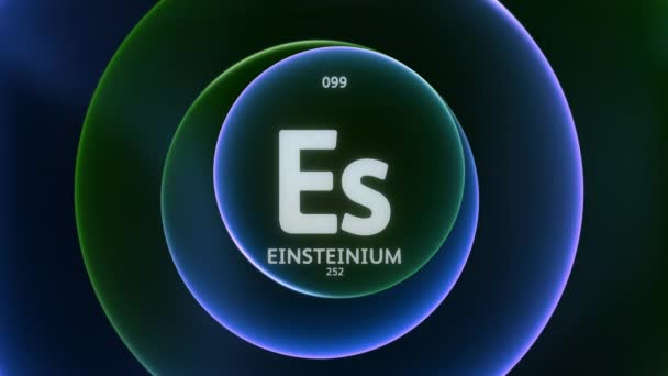 Einsteinium Στοιχείο Του Περιοδικού Πίνακα Concept Animation Αφηρημένο Πράσινο Μπλε — Αρχείο Βίντεο