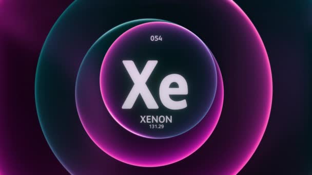 Xenon Als Element Des Periodensystems Konzeptanimation Auf Abstraktem Grün Violettem — Stockvideo