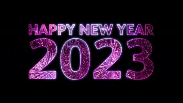 Geïsoleerd Gelukkig Nieuwjaar 2023 Bord Vorm Van Felgekleurde Neon Gloeiend — Stockvideo
