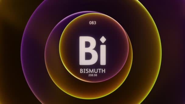 Bismut Jako Element Tabeli Okresowej Koncepcja Animacji Abstrakcyjnym Pomarańczowym Fioletowym — Wideo stockowe