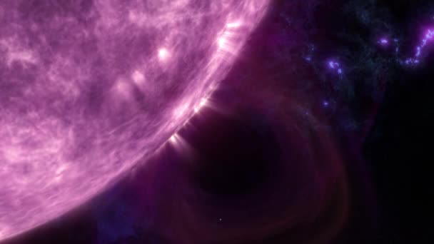 Super Masivní Bílá Hvězda Vybuchující Sluneční Erupce Zblízka Animační Koncept — Stock video