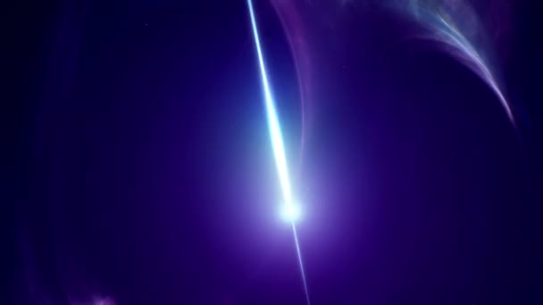 高エネルギーガンマ線バーストを放出する宇宙星雲の回転パルサーの概念 3Dアニメーショントラックインショット 星間ガス中の磁石または中性子星コアの点滅する放射線フレアを描画 — ストック動画
