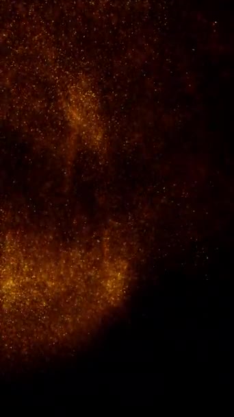 ゴールデンブラック上昇抽象魔法の星粒子は スワールループの背景をライトします 縦の豪華さと魅力的な3Dアニメーションモーションバックドロップ ラグジュアリー製品ショットのためのゆっくりとした動きのアンバースパーク — ストック動画
