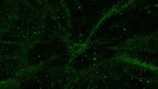 Groene Abstracte Futuristische Sprankelende Kosmische Ster Stof Deeltjes Lus Achtergrond — Stockvideo