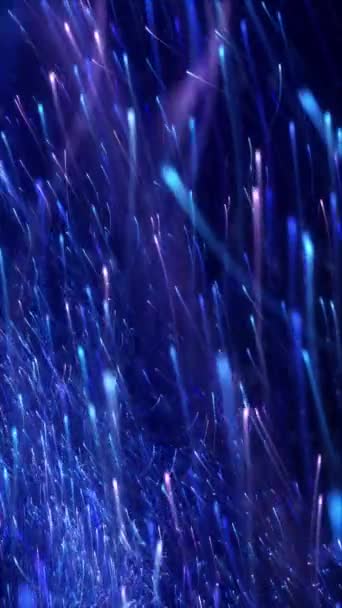 Блакитний Фіолетовий Рій Світиться Частинками Світлових Потоків Сюрреалістичний Кіберпростір Енергетична — стокове відео