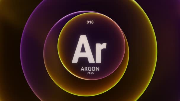 Argon Jako Prvek Periodické Tabulky Koncept Animace Abstraktní Oranžové Fialové — Stock video
