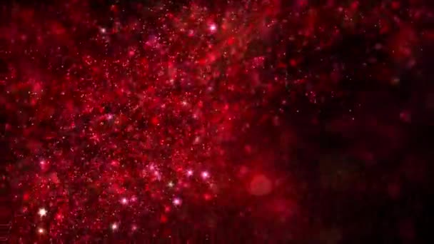 Abstract Ambient Loop Achtergrond Van Wervelende Lichtgevende Rode Deeltjes Ontspannende — Stockvideo