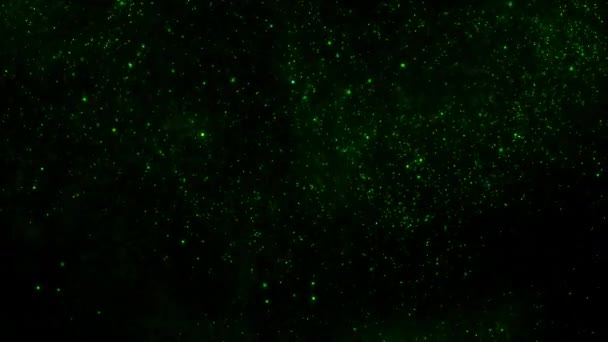 Fondo Bucle Ambiental Abstracto Partículas Verdes Luminosas Giratorias Concepto Relajante — Vídeo de stock