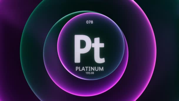 周期表の要素78としてプラチナ 抽象緑色の紫色の勾配リングのコンセプトアニメーションシームレスなループ背景 科学コンテンツとインフォグラフィックショーケースの背景のタイトルデザイン — ストック動画