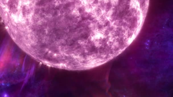 Super Massive White Star Erupting Solar Flares Close Animation Concept — Stock Video