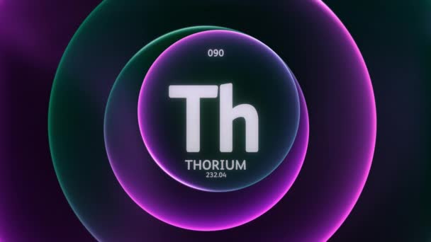 Thorium Como Elemento Tabela Periódica Animação Conceito Anéis Gradiente Roxo — Vídeo de Stock